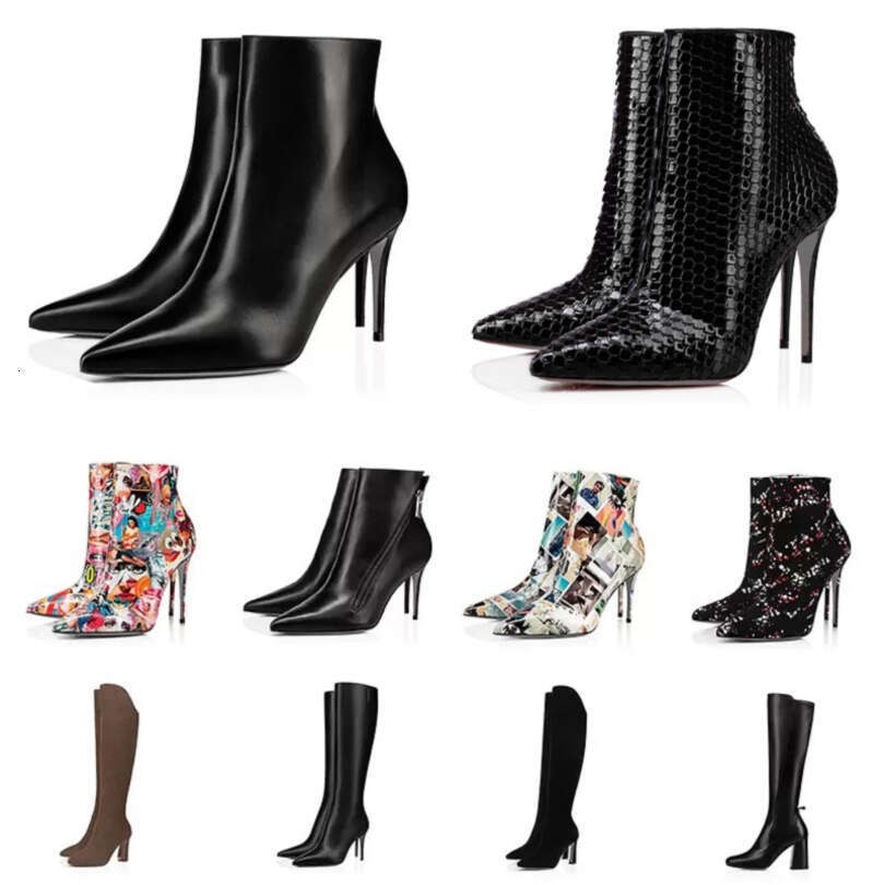 Designer Women Heels Boots Over The Knee Boot Winter High Heels Lady Winter Black Leather Boot Martin Ankle Boots Short Booties Luxury Shoes 35-42 2026