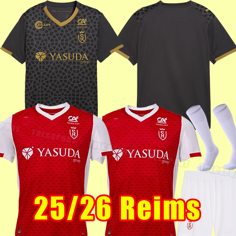 25 26 Stade Reims soccer jerseys dia home white 2025 2026 maillot de foot EL BILAL CAFARO MBUKU ZENELI ABDELHAMID adult men kids football shirts top thailand quality