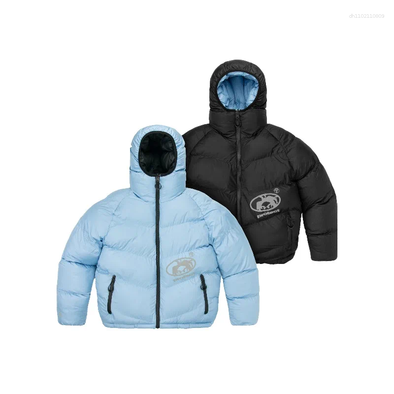 Men's Down Y2K Protect Jacket Retro Reversible Hooded Couples Coat American High Street Hip Hop Streetwear Unisex Casual Puffer