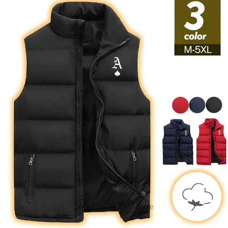 Men Autumn Winter Classic Print Sleeveless Vest Coat Men Casual Fashion Warm Comfortable Mandarin Collar Zipper Jacket Vest CoatG251218