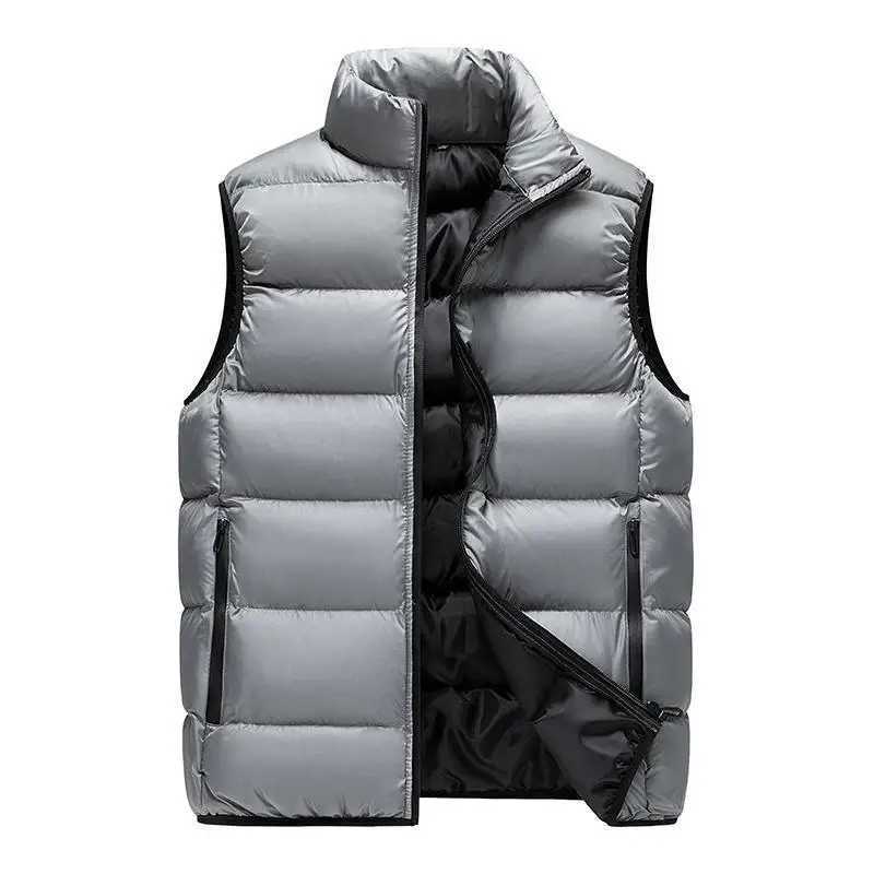 2025 Autumn Winter Men Down Vest Simple Solid Color Stand Collar Male Waistcoat Thicken Sleeveless Casual Lightweight Man CoatG251218