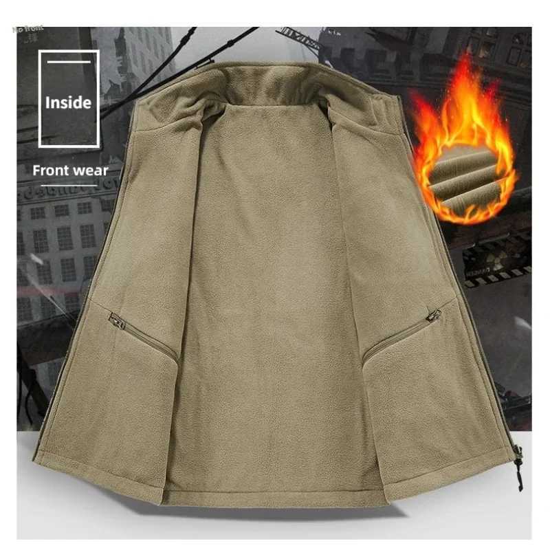 2025 Double-sided wear polar fleece vest outdoor casual style large-sized loose sleeveless warm mens vest Autumn WinterG251218