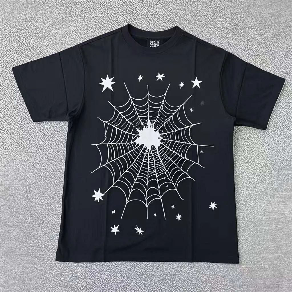 Designer Sp5dershirt T Shirt Tee Shirts For Men Cotton Crew Neck Short Sleeve Breathable Black Loose Fitting Oversized Printed Casual Spider Tshirt 80b