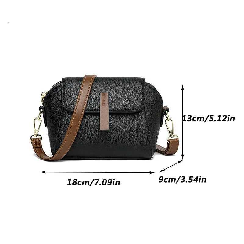 Casual Style PU Leather Shoulder Bag For Women Solid Color Flap Crossbody BagT251218