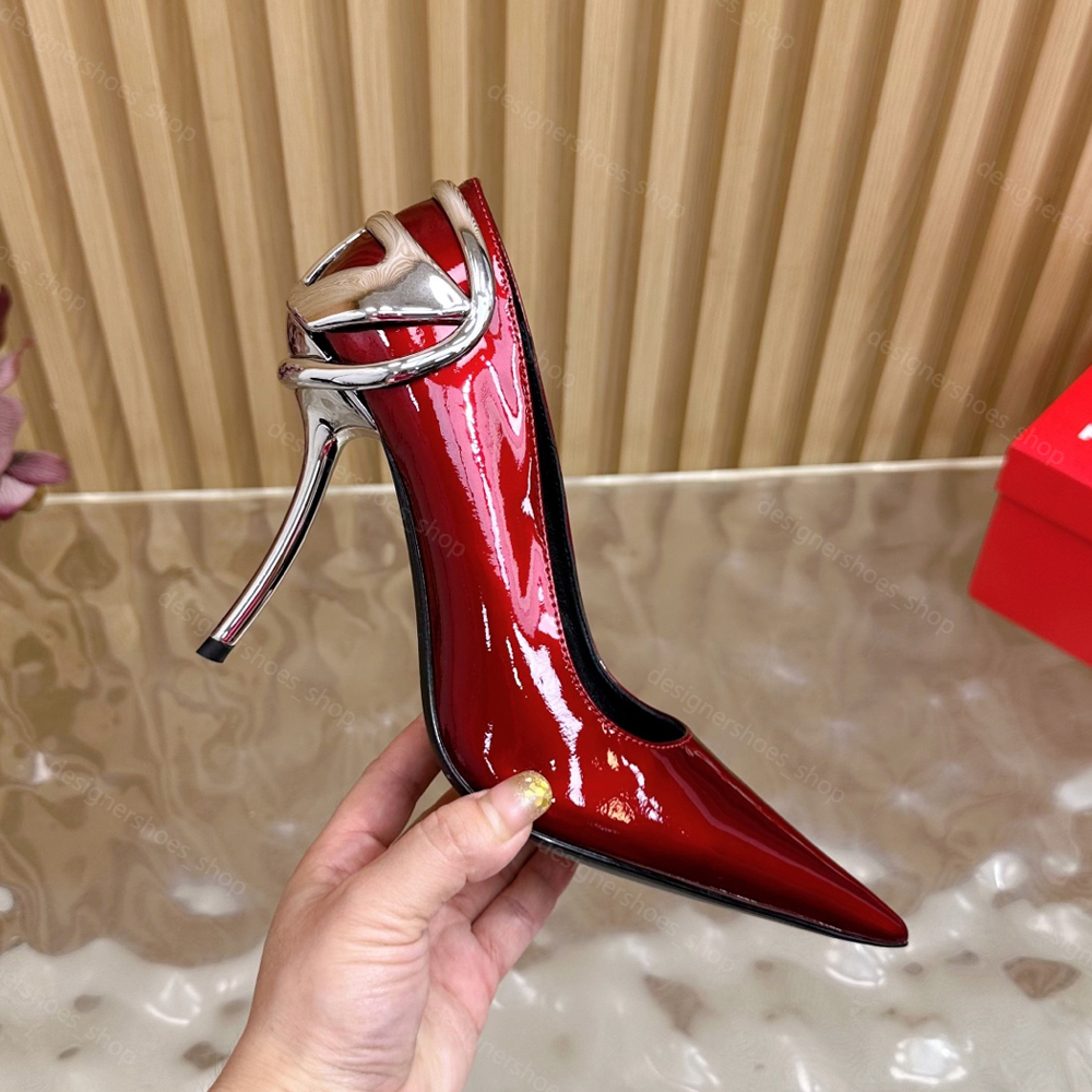 Metallic Buckle decoration Slingbacks pumps Pointed Toes Elastic band straps Stiletto Heel Sandals Women Luxury Designer Pumps shoes Office Party shoes 35-42