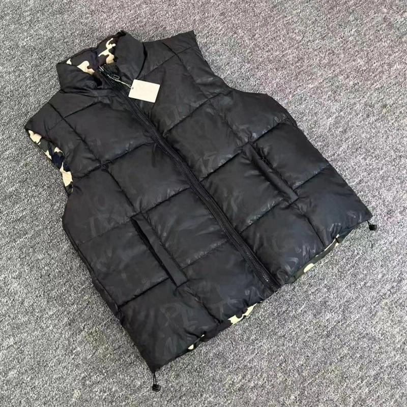 Men's Down Style Waistcoat Double Sided Wear Vest High Street Hip Hop Loose Camouflage Print Padded Jacket Men Women