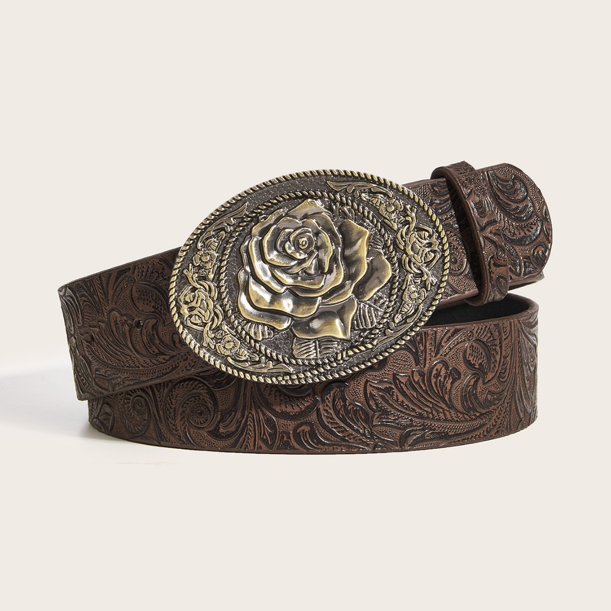 Men Women-Western-Cowboy-PU Leather-Belts - Vintage horse Belt Floral Engraved Buckle Belt for Jeans 251113