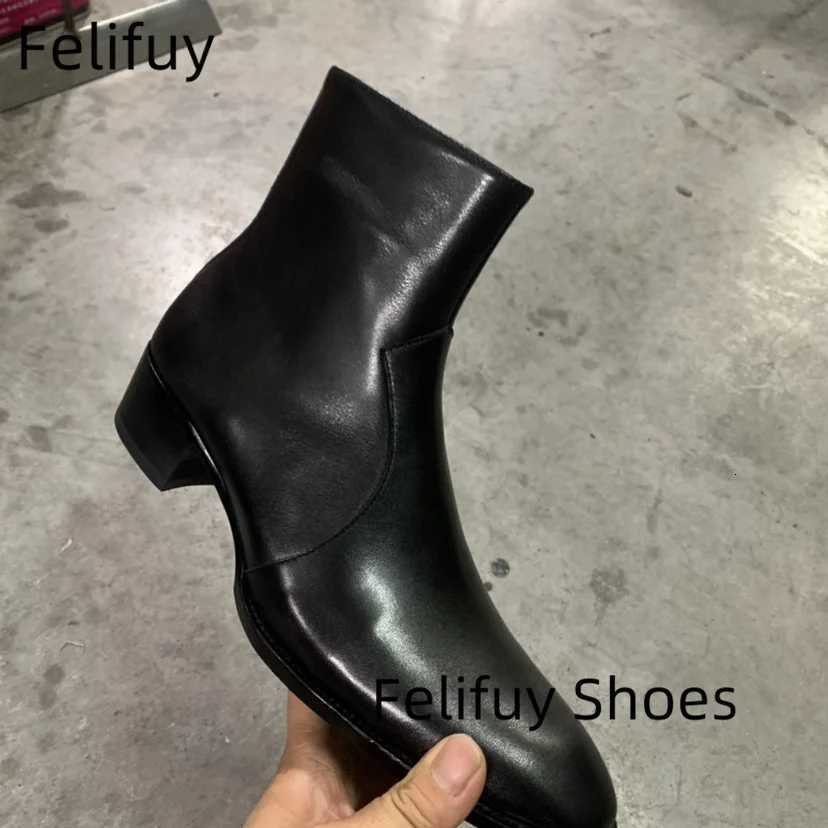 Man Retro Black Genuine Leather Chelsea Boots Men Fashion Short Ankle Boot Casual British Style High-Top Shoes Z251218