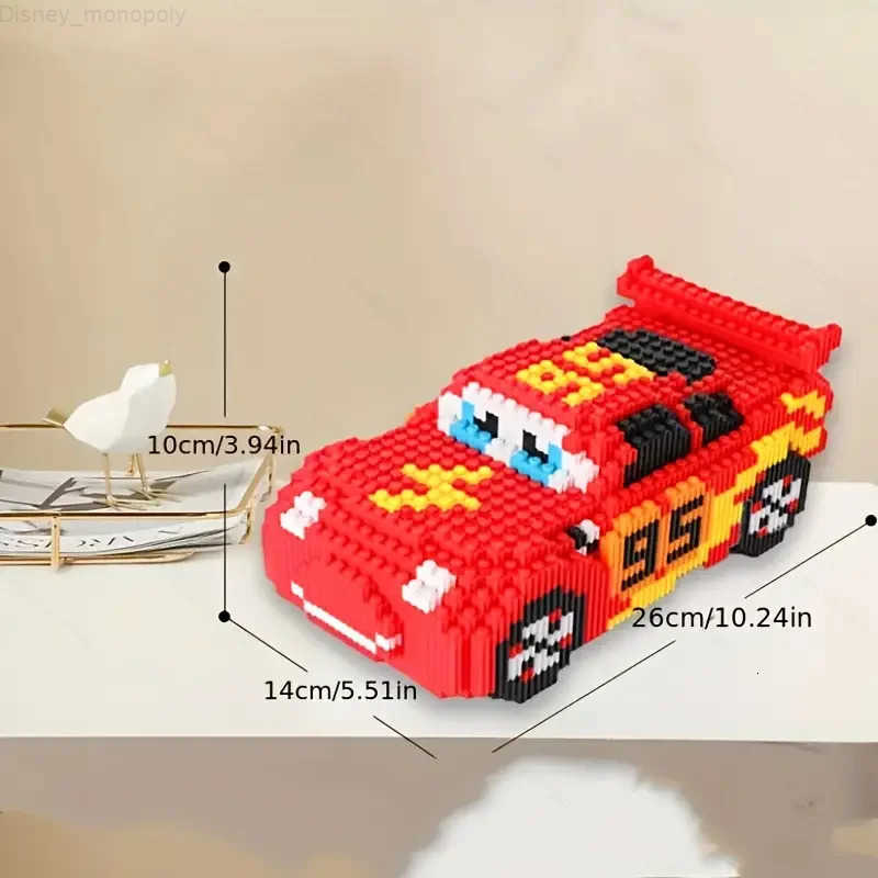 Disney 1258-Piece Red Sports Car Building Block Set Experience the Essence of Racing Culture the First Choice for Birthday Christmas and Thanksgiving 