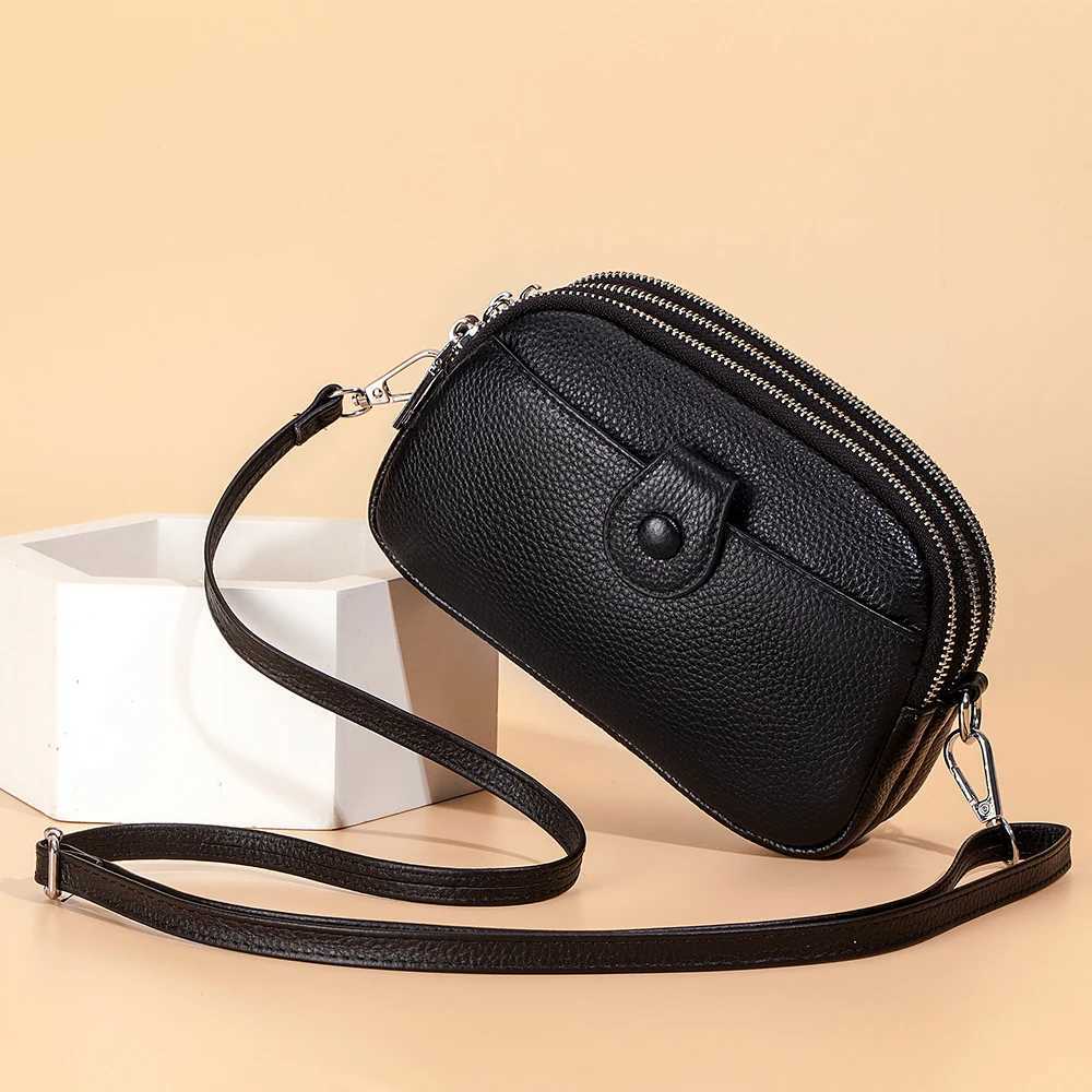 Real Leather Women Fashion Shoulder Bag Mini Cross Messenger Bags Female Small Purse Three Zipper Pockets Design Luxury HandbagT251218