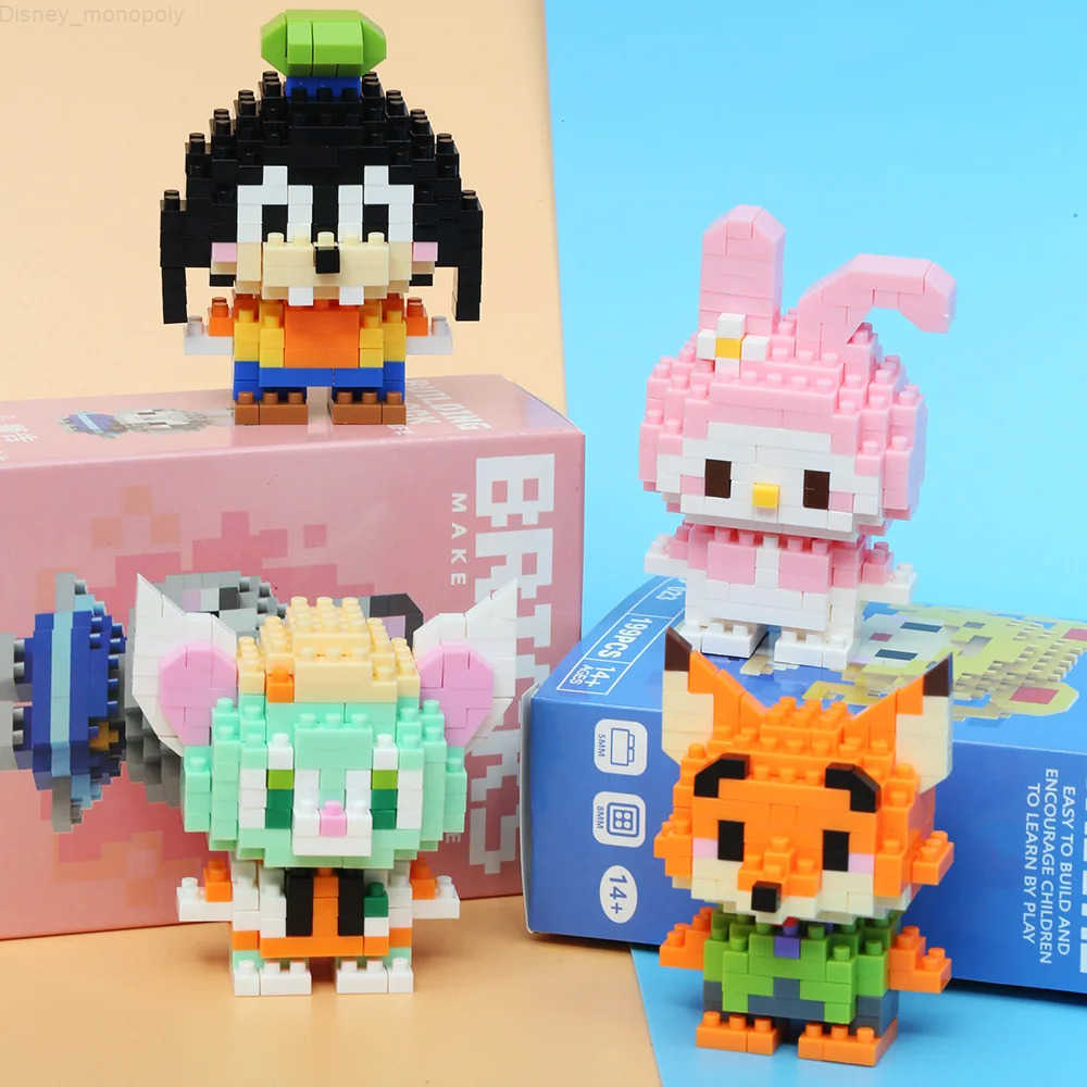 2Disney Anime Princess Building Blocks Stitch Mickey Mouse mini Action toy Figures Blocks Toys Bricks Assemble Toys Kids Gifts H251218111