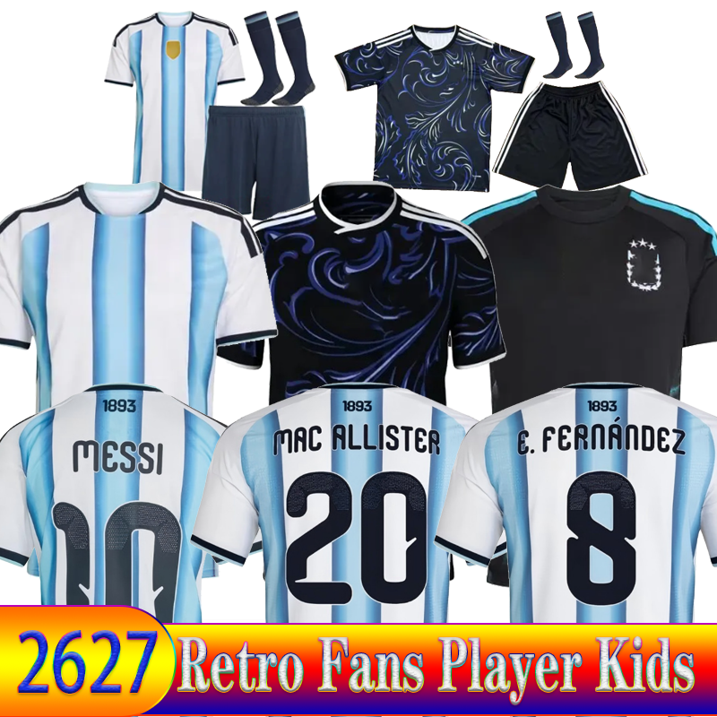 2026 2027 Argentina Soccer Jerseys 3 Star MESSIS 50-Years Anniversary 26 27 Fans Player MAC ALLISTER DYBALA DI MARIA MARTINEZ DE PAUL Child Kids Kit Men Football ShirtS