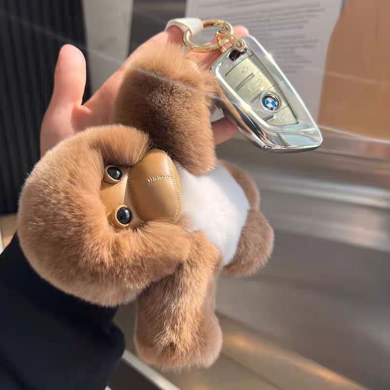 Cute Style Plush Ornament Fashion Exquisite Cute Y2k Bag Charm Minimalist Bag Accessory Cute Little Monkey Rabbit Fur Car Keychain Pendant Plush Doll 