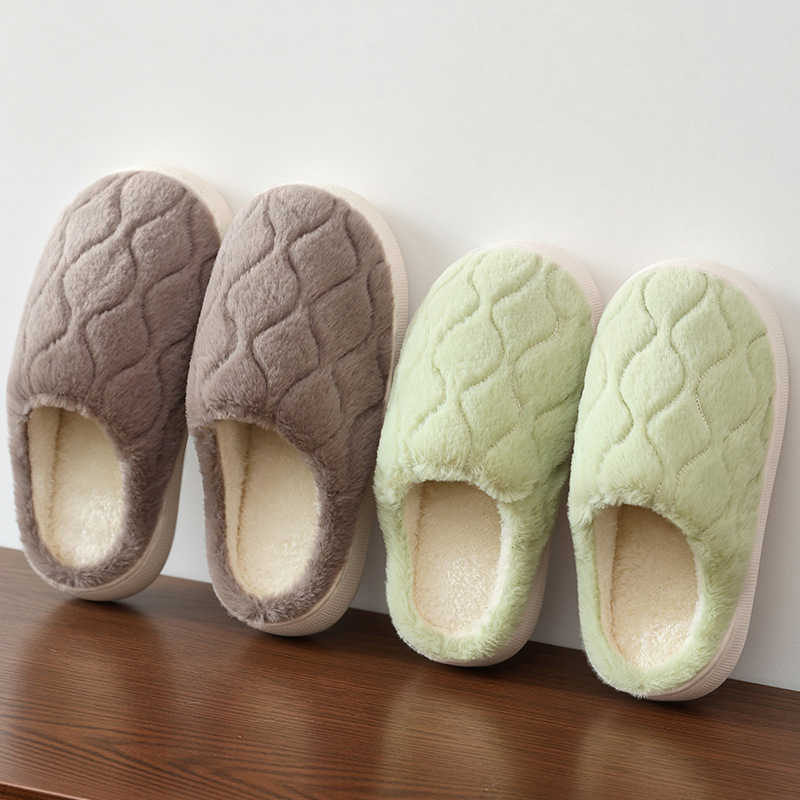 2025 Autumn Winter Short Plush Warm Womens Cotton Slippers - Cozy Non-Slip Indoor House Shoes for Couples Soft with Thick Sole H251117
