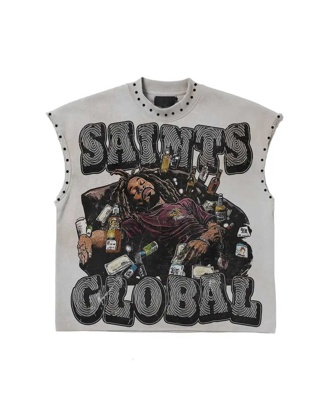 Y2K Popular Willow Nail Round Neck Vest T Shirt Retro Punk Hip Hop Oversized Printed Pure Tops Classic Loose Sleeveless T Shirt X251218