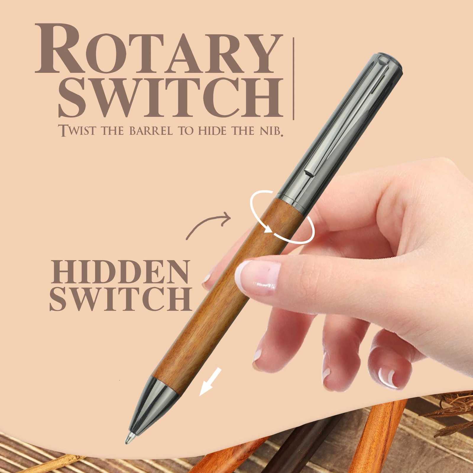 1/2 PCs with Box - Brown/Ebony Wood grain Pen - Excellent texture and cfortable grip - Ideal for School Personal Gifts Y251218