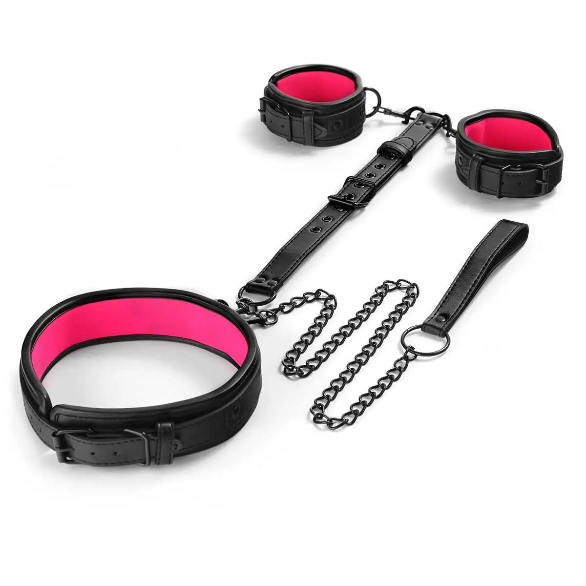 Neck to Wrist BDSM Bondage Sex Restraints Kit Couples Sex Toys Bondage Set With Chain Leash Back Handcuff Collar Slave Role Play 251217 - view 5