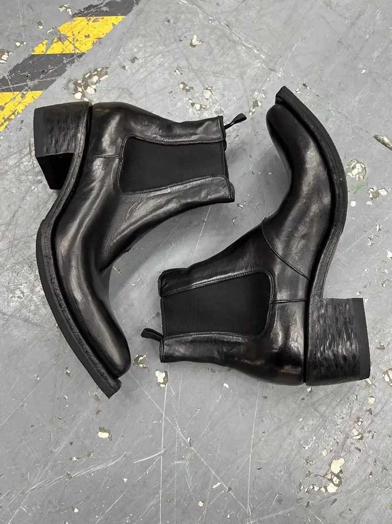 2025 High-top Mens heightened thick-soled pointed-toed Chelsea British casual trendy high-heeled wizard boots Z251218