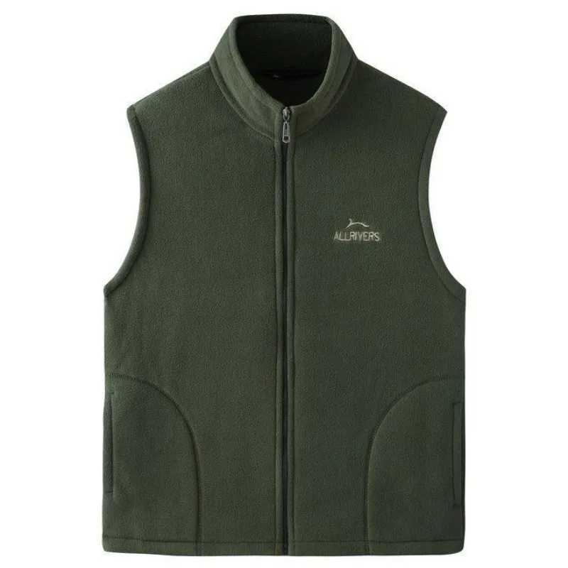 Mens Embroidery Vest Waistcoat Standing Collar Double-sided Fleece Warm Sleeveless Pocket Vest Outdoor Windproof Mens JacketG251218