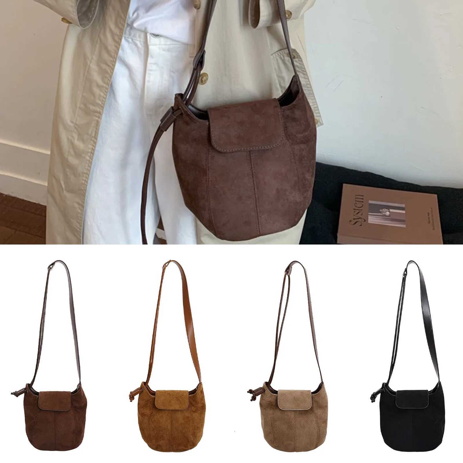 Women Girls PU Leather Single Shoulder Underarm Bag Drawstring Strap Bucket Bag One-Shoulder Crossbody Bag for Work OutingT251218
