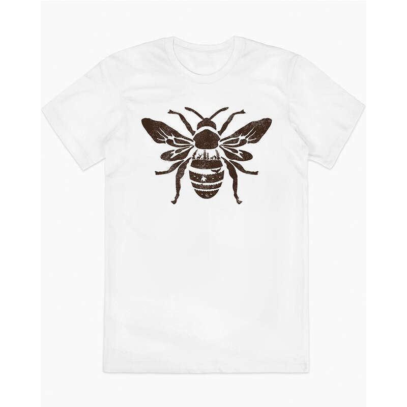 Free Shipping Men's T-Shirt Retro Bee Print T-Shirt Unisex Minimalist Art Graphic Cotton Tee Fashion Bee Lace Wings Breathable Daily Outfit