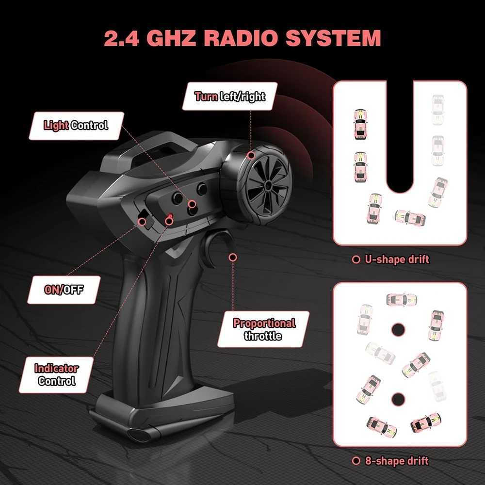 Remote Control Car RC Drift Car 24GHz 120 4WD 20KM/H High Speed Vehicle with LED Lights Racing Toy for Children Kids Adults G251218