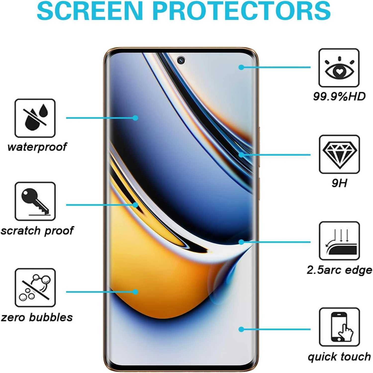 1/4Pcs 10D Tempered Glass For Realme 11 Pro Pro Screen Protector Glass Film G251218