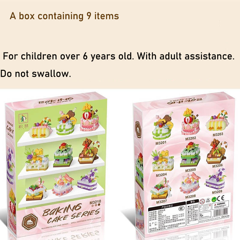 cake Building Blocks 3d-brick kids toy colorful Cake-shaped toys a box 9 piece For users over 6 years old Adult assistance Children's building bl