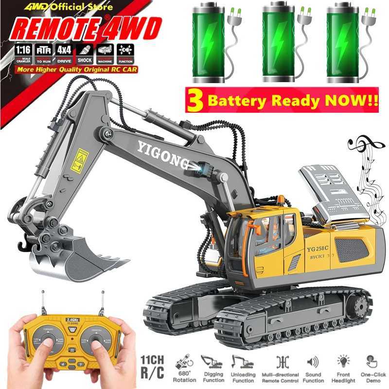 4WD Remote Control Excavator Dump Truck Crawler Bulldozer RC Model Car Toy Alloy Simulation Construction Vehicle Gifts for Kids G251218
