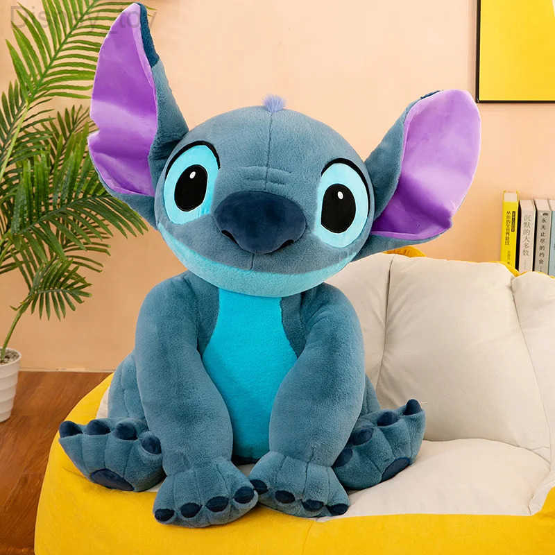 Disney 75cm Kawaii Stitch Angel Stuffed Plush Toy Doll Anime Cartoon Figure Soft Animals Pillow Room Decor Peluche Children Gift H251218