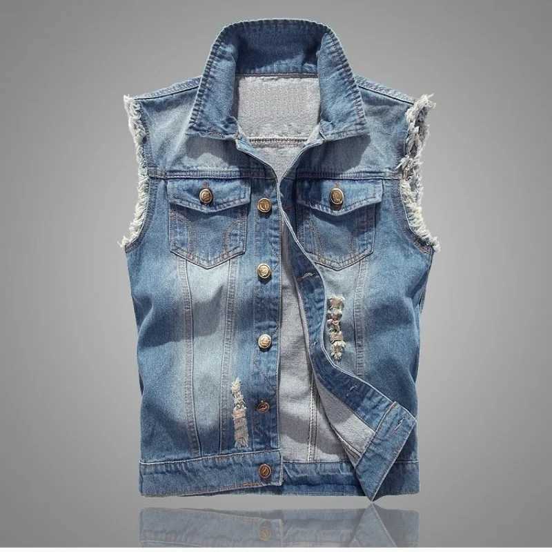 2025 Spring and Autumn New denim vest mens Korean version sleeveless camisole slim fit summer denim vest top plus size trendG251218