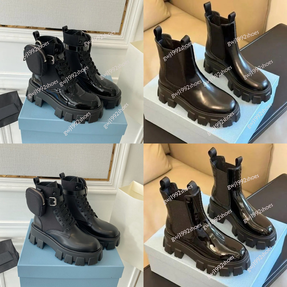 10A Designer Luxury Monolith Boots Women Monolith Leather Boot pull tab At The Heel Front Lace-up Fastening Chunky Rubber Sole Fashion Lady's Boots