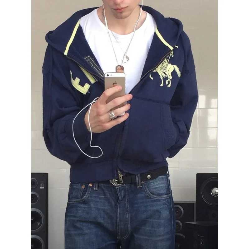 Design sense retro patchwork embroidery personty trend loose hoodie unisex Harajuku sweatshirt X251218