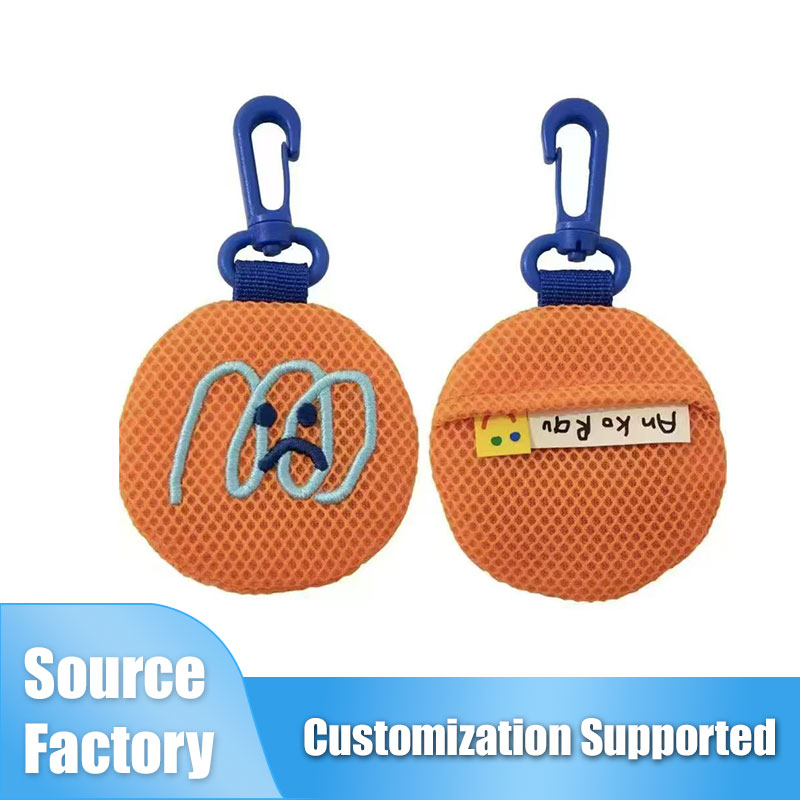 Double-Sided Keyring with Hanging Embroidered Label Anime Cartoon Mini Pendant Cute Decorative Stuffed Bead Chain Factory Customization