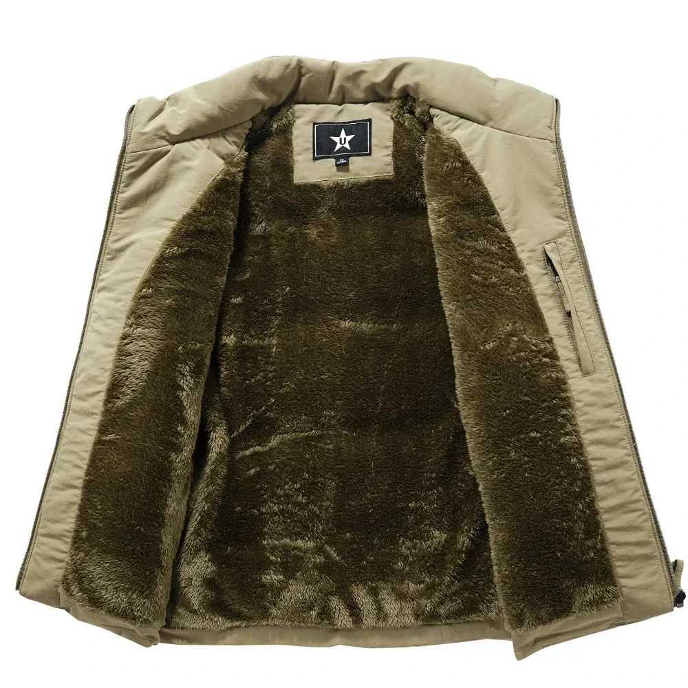 For 120kg Mens Keep Warm Fleece Work Sleeveless Jacket Slim Fit Windbreaker Many Pocket Jacket Men Winter Sleeveless JacketsG251218