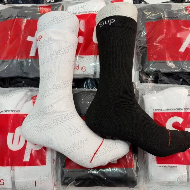 Men's mid-length socks, women's all-season fashion trend, sporty comfort, men's and women's socks, 4 pairs of fashionable casual cotton breathable designer