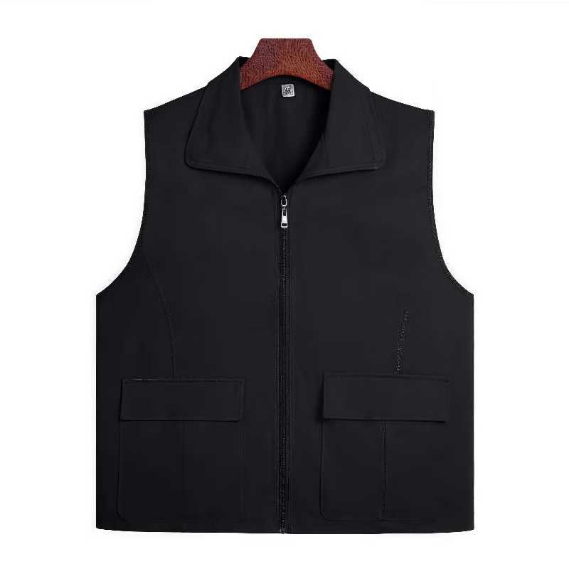 2025 New 100 Cotton Stand-Up Collar Vest with Two Pockets Breathable Durable Work Vest Volunteer Vest Bright Color G251218