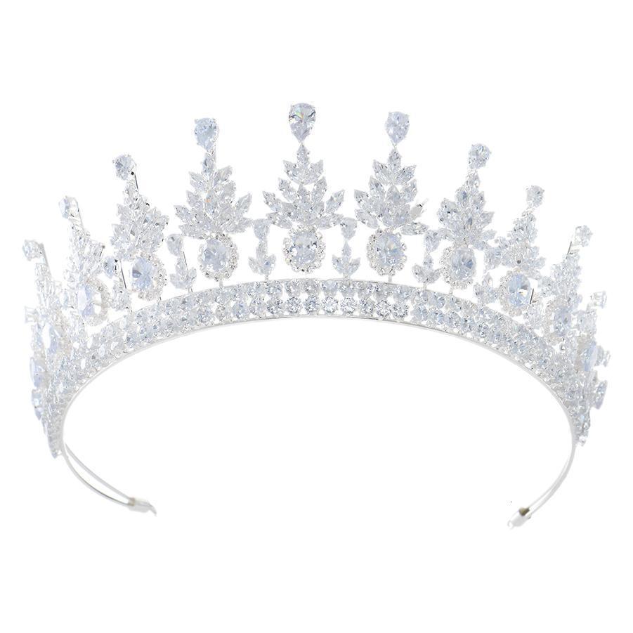 Wedding Hair Jewelry Tiara Silver Color Crystal Zirconia Lengthened Crown Bridal Headdress Royal Wedding Hair Accessory Women Jewelry CZ Diadema 23112