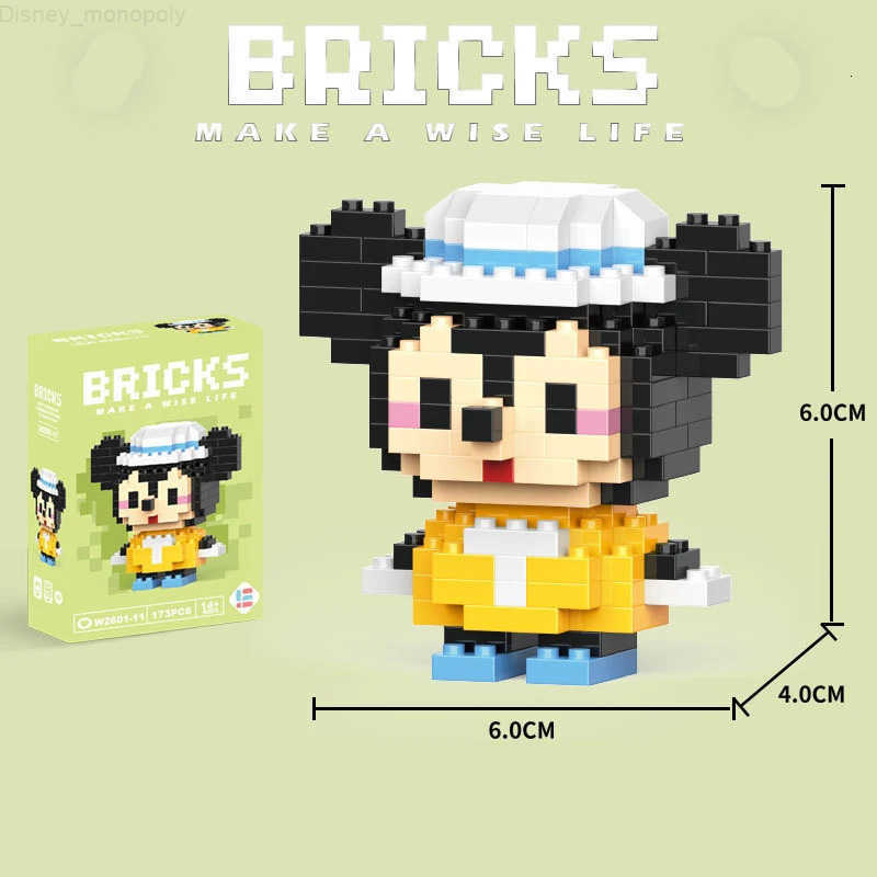 Disney Mickey Minnie Cartoon Doll Building Blocks Elsa Winnie the Pooh Stitch DIY Action Doll boys girls toys birthday gifts H251218