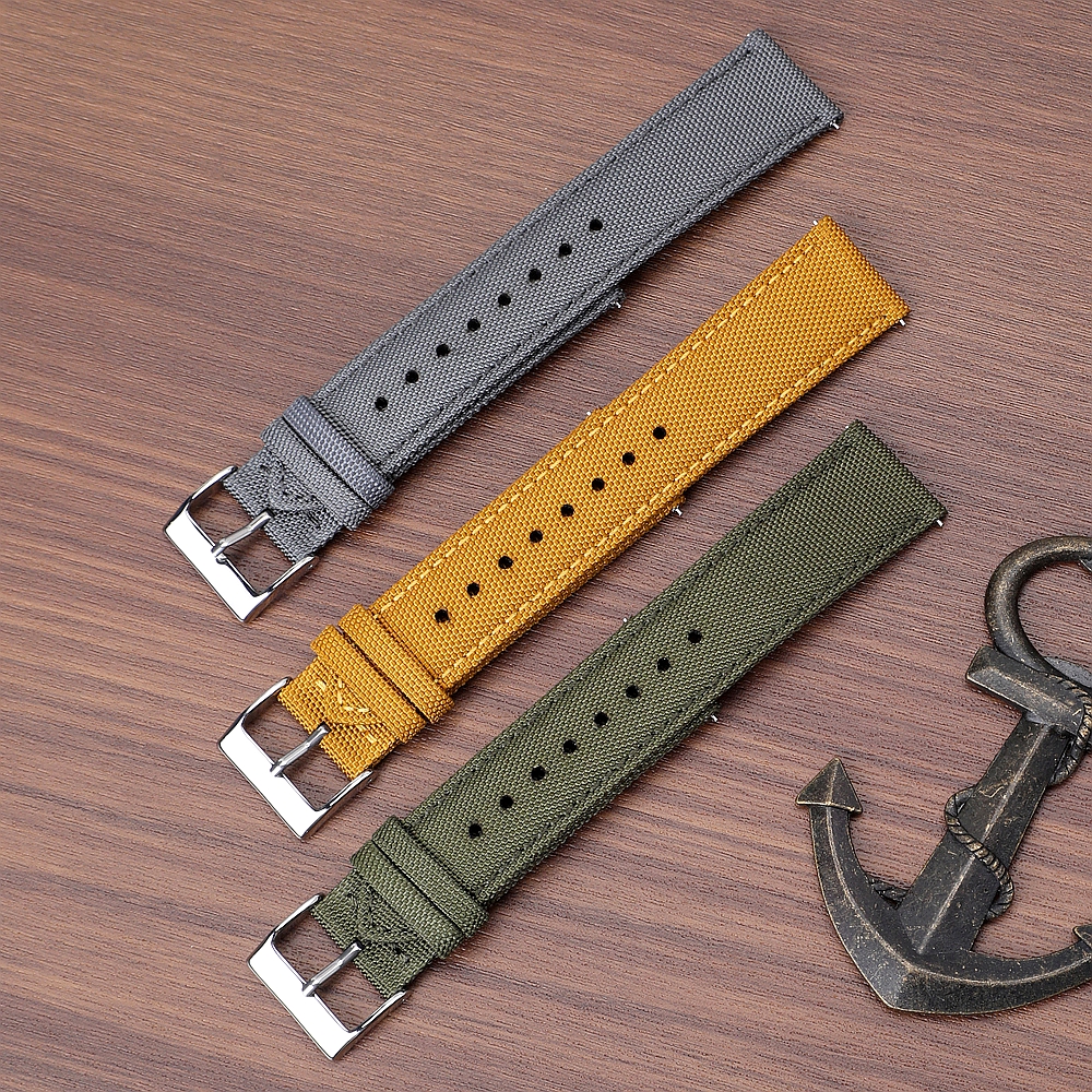 20mm Waterproof Sailcloth Watch Strap Two-Sided Nylon Watchband Quick Release Band Sport Belt For Men