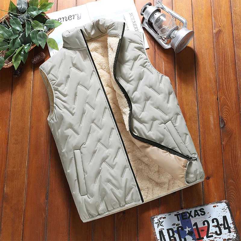 Mens Vest Warm and Fashionable Fashion Trend Lamb Fleece Autumn and Winter New Item Stand Up Collar with Thick Fleece JacketG251218