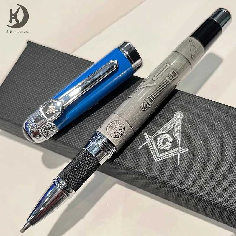 Masonic Symbols Noblest Ancient Silver Heavy Weight Silvery Clip Masonic Writing rollerball Pen With Gift Box Y251218