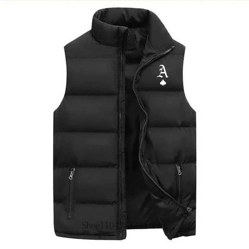 Men Autumn Winter Classic Print Sleeveless Vest Coat Men Casual Fashion Warm Comfortable Mandarin Collar Zipper Jacket Vest CoatG251218