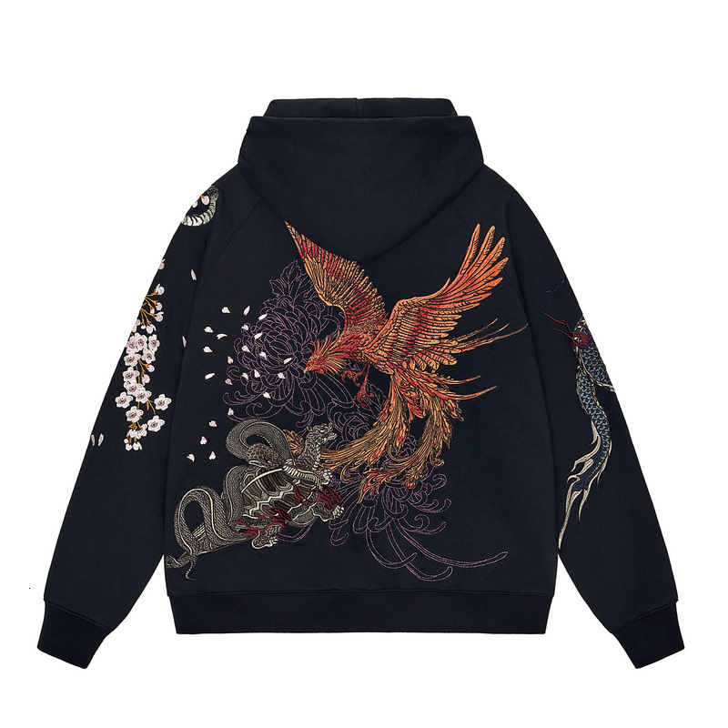 2023 Spring and Autumn Yokosuka Heavy Industry Embroidered Hooded Men's Sweatshirt Trendy Brand Dragon Suzaku White Tiger Embroidery Chinese Styl