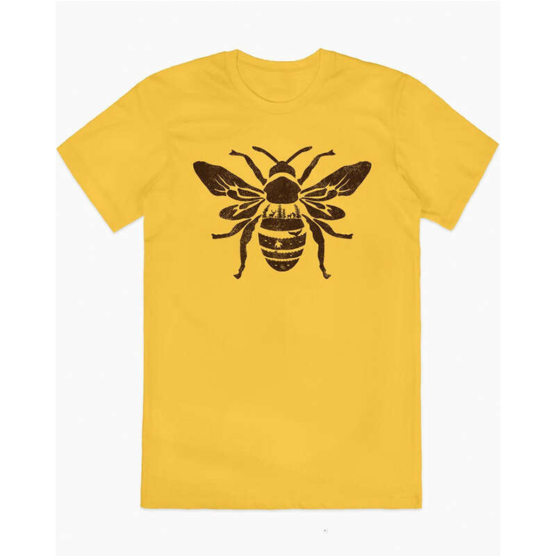 Free Shipping Men's T-Shirt Retro Bee Print T-Shirt Unisex Minimalist Art Graphic Cotton Tee Fashion Bee Lace Wings Breathable Daily Outfit