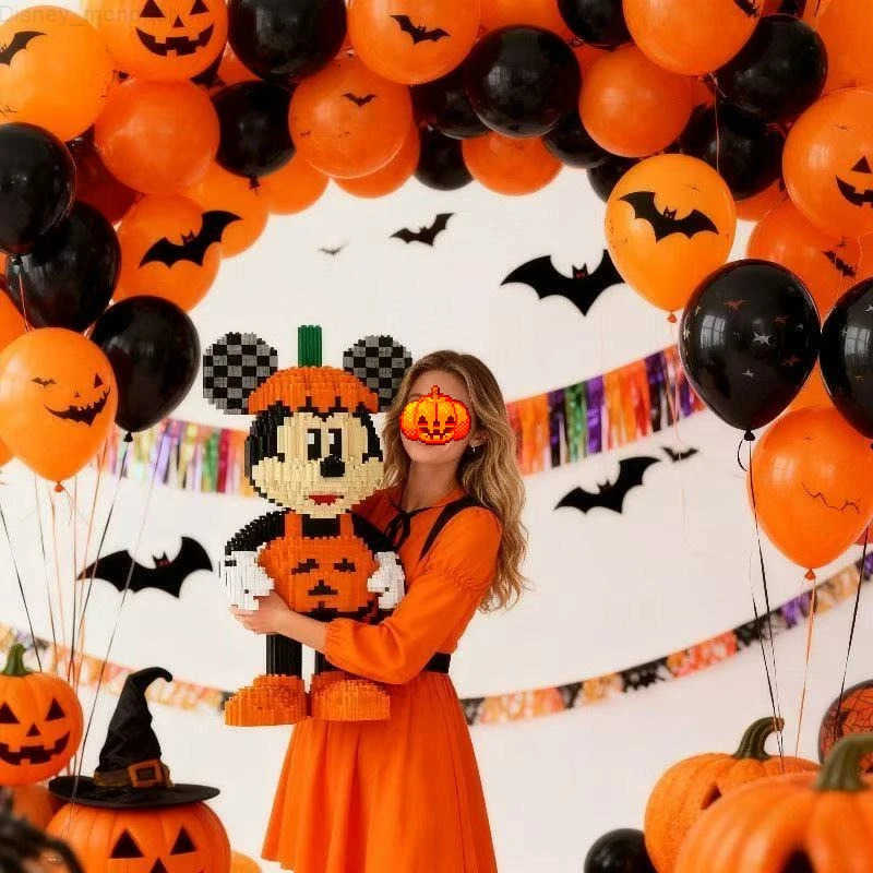 Disney Halloween Pumpkin Mickey Puzzle Ornaments Kids Building Blocks Toy 3D Stereoscopic Puzzle Models Puzzle Toys Birthday Gifts H251218