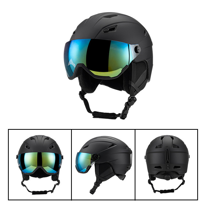 New Ski Helmet and Goggles Set for Sports Outdoor Unisex One-piece Molded Warm Anti-fall Skiing
