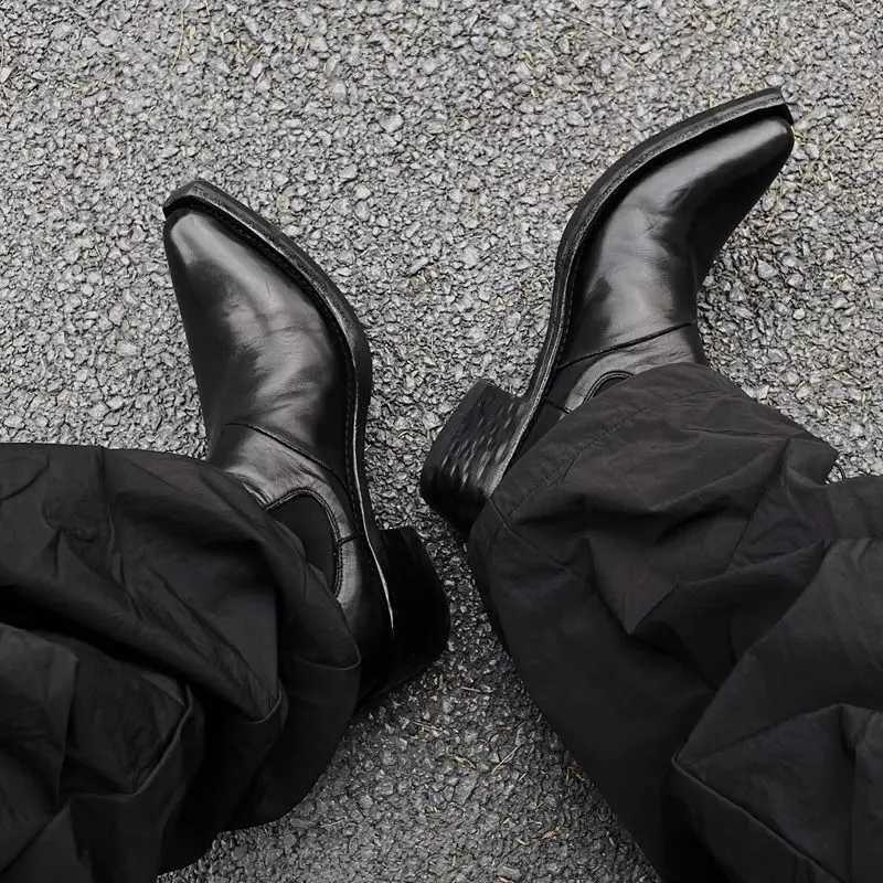 2025 High-top Mens heightened thick-soled pointed-toed Chelsea British casual trendy high-heeled wizard boots Z251218