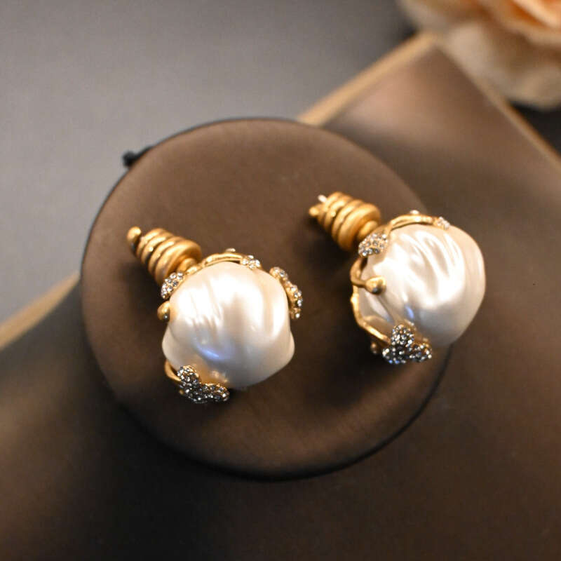 2026 Vintage Baroque Pearl Bud Earrings Ring Set: 18K Gold-Plated Brass + Crystal, High-Quality Budget-Friendly Daily Wear & Ideal Valentine's Gi