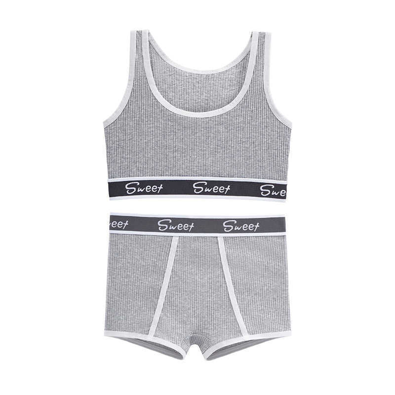 European and American sexy girl fitness pure cotton women's underwear wide-edged letter sports bra mid-waist briefs bra set L251218